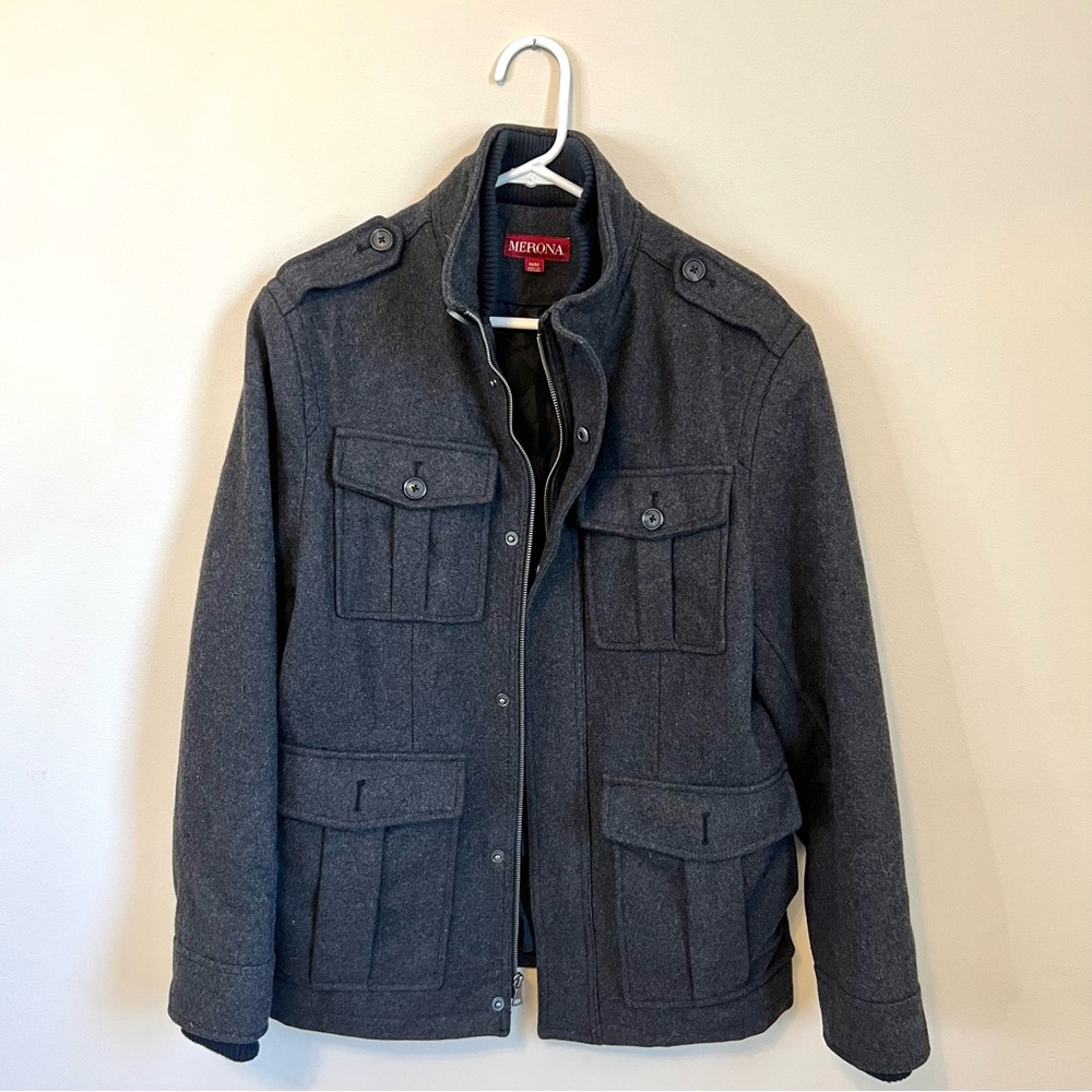MERONA Men’s Medium Black Woolblend Jacket